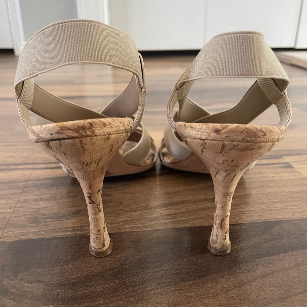 Manolo Blahnik Lasti Cork Heels Cream Neutral 6.5 - Picture 8 of 15